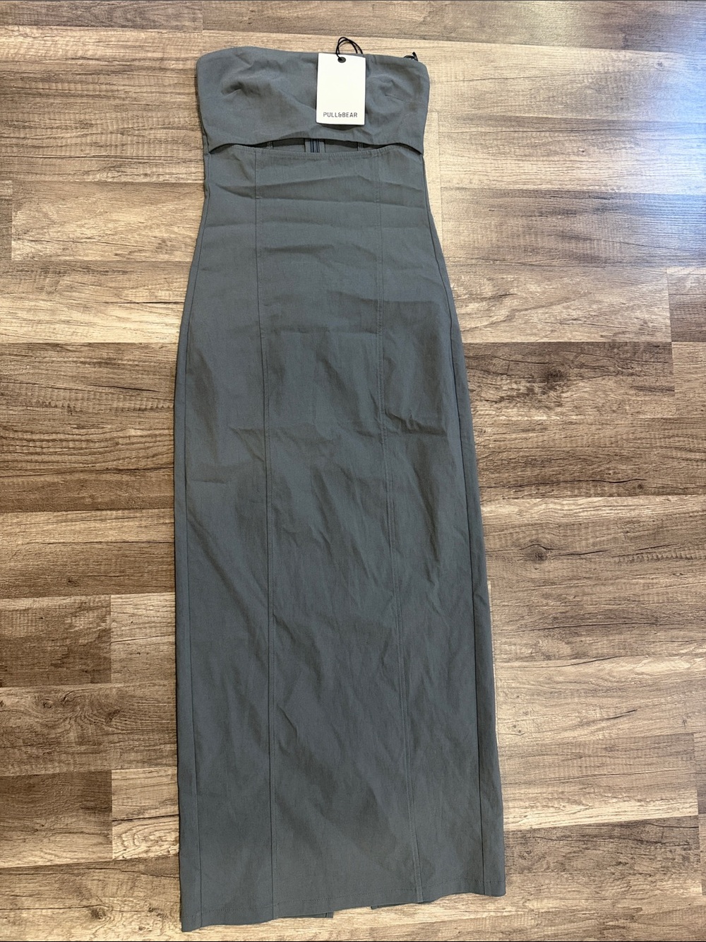 Pull&Bear Strapless Maxi Dress in Charcoal Gray